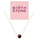 happymaker - Geburtsstein Kette, vergoldetes Sterling Silber, echter Edelstein Granat, Geburtsstein Januar, Sternzeichen Steinbock, handgefertigt und größenverstellbar, Geschenkverpackung