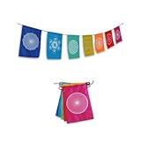 Regenbogen Gebetsfahnen, heilige Geometrie, positive Energie, Shri Yantra, Blume des Lebens, Samen des Lebens, (9 x 12 Bunt)