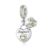 Aurevella Herz Geburtsstein Charms Anhänger 925 Sterling Silber Charm für Armbänder und Halskette, Geburtstags, Weihnachten Schmuck Geschenk für Frauen