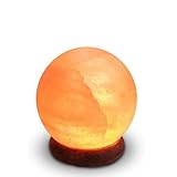USB Salzkristall aus Salt Range Pakistan - Salzkristall - Lampenkugel - 100% authentisches natürliches Salzkristall aus Salt Range Pakistan - Handgeschnitzt - Holzbasi, Beige