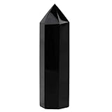 Natürlicher sechseckiger Kristall-Quarz, schwarzer Obsidian-Kristall, Heilstein, sechseckiger Stab, Säule