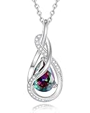 FANCIME Alexandrit Halskette Juni Geburtstein Sterling Silber Kette Infinity Knot Anhänger Halskette Edelstein Feiner Schmuck Geburtstag Mütter Tag Geschenke für Damen Sie Frauen Mütter