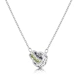 Linawe Edelsteine Anhänger Kette Silber Halskette für Frauen, Peridot Grün Damenschmuck Jewelry, Statement Kettenanhänger Silver Necklace Silberschmuck, Edelstahl Geburtsstein Kristall Kette Set