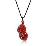 COAI Geschenkideen Kette mit Pixiu Anhänger aus Rotem Achat Amulett Talisman Anhänger Chinesischer Stil