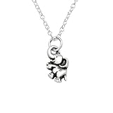 Laimons Mädchen Kinder-Halskette Anhänger Elefant Tier oxidiert 9mm mit Kette 45cm Stärke 1mm Sterling Silber 925