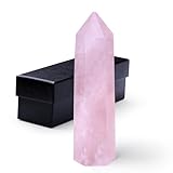 GUJOXILA 9-10cm Rosenquarz Groß Kristalle Turm Heilstein Bergkristall Stein Kristall Edelsteine Stab Türme Hexagonal Punkt Stäbe Punktstab Heilung Meditation Energie Reiki