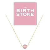happymaker - Geburtsstein Kette mit echtem Rosenquarz, vergoldetes Sterling Silber 925, Geburtsstein Juni für Sternzeichen Stier, handgefertigt in Deutschland