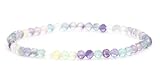 LAKADA Echtes Regenbogenfluorit Edelstein Armband mit facettierten 4mm Perlen Heilstein Schutzstein Edelsteinarmband Glücksbringer Talisman Geschenk (Regenbogenfluorit, 21CM)