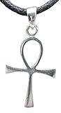Kiss of Leather zierlicher Ankh Anhänger aus 925 Sterling Silber mit Baumwollband Si. 172
