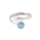 Blue Chalcedony Ring 925 Sterling Silber Verstellbarer Ring Handgemacht runder Edelstein Ring