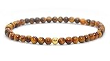 Echtes Tigerauge Edelstein Armband mit 4mm Perlen - verschiedene Längen - Heilstein Schutzstein Talisman Glücksbringer Geschenk (Tigerauge, 14CM)