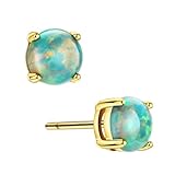 Michooyel Opal Ohrstecker Set 18K Weißgold vergoldeter Edelstahl Rundschliff Zirkonia Ohrstecker Opal für Damen Hypoallergener Schmuck Grün