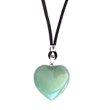 Frauen Herz Anhänger Halskette Naturstein Liebe - Energetische Farbigen Halbedelsteinen und Versilbert Zamak - Ideal zum Verschenken (Aventurin)