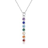 Chakra-Halskette, 925er-Sterlingsilber, Chakra-Schmuck, Heilung, ausgleichende Halskette für Männer, Frauen, Mädchen, 45,7 cm + 5,1 cm Silberkette