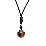 Mayting Tigerauge Anhänger Edelstein Anhänger Halskette Geschenk für Damen und Herren Halskette