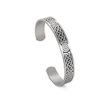 Amaxer Wikingerarmband mit irischem keltischem Knoten, Kreuz, Triquetra, keltischer Armreif, Edelstahl, Vintage-Symbol, nordisches Amulett, Schmuck, offene Manschette, Armband für Herren Damen