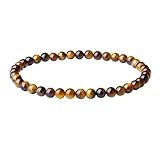 XIANNVXI Tigerauge Armband Damen Perlenarmband Herren Braun Perlen 4mm Heilsteine Armband Echte Tigerauge Steine Armbänder Yoga Mini Edelsteinarmband Geschenke für Frauen Männer