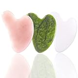 Gua Sha Herzform 3 Stück Set 1 Stück Jade Gesicht Massagestein 1 Stück Rosenquarz Guasha Stein 1 Stück Gua Sha Weiß Jade Gesichtsbehandlung Massage Werkzeug für SPA Hals Körper Gesichtspflege Werkzeug