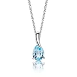 MIORE Schmuck, Blautopas Kette, Edelsteinkette mit natürlichen Topas Stein, Kettenanhänger Gold 9K 375, Halskette Damen Silber 925, Panzerkette Silberkette 45 cm lang, Kette Damen