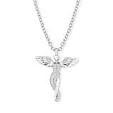 Engelsrufer Damen Halskette aus Sterling Silber mit Engel Anhänger, Karabinerverschluss, in zwei Längen verstellbar, nickelfrei, ERN-LILANGEL