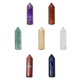 Morella 7 Chakra-Edelsteine Set, Gravierte Heilsteine Collection Obelisk mit Amethyst, Bergkristall, Lapislazuli, Roter Jaspis, Aventurin, Gelbe Jade, Roter Achat