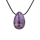 PURAJA Edelstein Anhänger aus echtem Naturstein: Amethyst | Kristall Kette mit Tropfen Anhänger inkl. edlem Kordband | Premium Heilstein/Glücksstein aus hochwertigen Mineralien