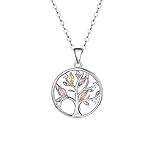 Lebensbaum Kette, Damen Halskette Baum Des Lebens, 925 Sterling Silber Lebensbaum Kette, Lebensbaum Anhänger, Baum des Lebens Kette, Baum des Lebens Halskette, mit Geschenkbox, Schmuck für Frauen