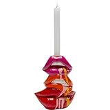 Kare Design Kerzenständer Lips, Rot, Lippen, handbemalt, Unikat, für Stabkerzen, Deko Objekt fürs Wohnzimmer, für Regale, Kleiner Kerzenhalter, 17x21x7 cm (H/B/T)