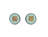 Edelstahl Ohrstecker Kleeblatt Holz in mint, Holzohrringe, Stecker, 14 mm, Fassung aus Metall, rund, Handmade, Klee