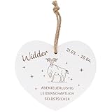 Spruchreif | Herz mit Spruch | Holzherz mit Gravur | Vintage Herz | Wanddeko Herz | Holzherz mit Sternzeichen - Widder