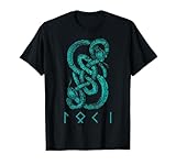Loki Name Norse Runes And Snake Nordic Mythology T-Shirt - Männer, Schwarz, S, Kurzarm, Klassische Passform, Wikinger T-Shirt, Nordische Mythologie