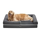 Feandrea Orthopädisches Hundebett, Hundekissen, Hundekorb, weiche Polsterung, Hundesofa, erhöhte Ränder, Bezug abnehmbar und waschbar, 112 x 86 x 18 cm, rutschfeste Unterseite, dunkelgrau PGW068G01V1