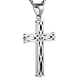HZMAN Infinity Keltische Knoten Kreuz Kette für Herren Edelstahl Irish Knoten Kreuz Anhänger Halskette Schmuck Geschenk (Silber)