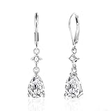 ALEXCRAFT Zirkonia Tropfen Ohrringe Silber 925 Hängend Damen Drop Dangle Leaveback Earrings Geschenk für Frauen Freundin Mama Mädchen