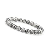 GD GOOD.designs Chakra Perlenarmband aus 8 mm Meeressediment Jaspis Natursteinen (grau) graufarben Chakraarmband Frauenarmand Herrenarmband grauesarmband armbandgrau Yogaarmband