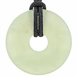 Lebensquelle Plus China-Jade Edelstein Donut Ø 30 mm + Baumwollband | Edelstein Anhänger | Echte Heilsteinkette inkl. Band