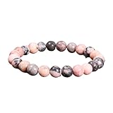 ZALXOZYL 1 Stück Tigerauge-Armband,Kristall,6/8/10 Mm,Perlenarmband,Achat-Armband,Edelstein-Armband,Naturstein-Armband,Chakra-Armband für Frauen,Positivität,Angstlinderung,Yoga,Pink Zebra