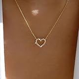 Atentuyi Winzige Cz Herz Anhänger Halskette Gold Strass Herz Choker Hohl Herz Halskette Herz Strass Halskette Zierliche Kette Einfache Halskette Schmuck Für Frauen Und Mädchen