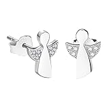 F.ZENI Schutzengel Ohrringe Damen 925 Sterling Silber Ohrstecker Zirkonia Engel Glücksbringer Schmuck für Mädchen Frauen mit Geschenkbox