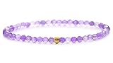 Echtes Amethyst Edelstein Armband mit facettierten 3mm Perlen - verschiedene Längen - Heilstein Schutzstein Edelsteinarmband Glücksbringer Talisman Geschenk (Amethyst, 20CM)