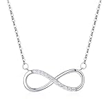 Unendlichkeitszeichen Kette,Verstellbare Kette Silber Damen Mit Zirkonia Infinity Anhänger,Unendlichkeitszeichen Halskette Damen Silber,Kette für Freundin Dame Mutter Mädchen Schmuck Geschenke