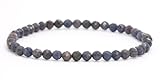 LAKADA Echtes Saphir Edelstein Armband mit facettierten 4mm Perlen Heilstein Schutzstein Edelsteinarmband Glücksbringer Talisman Geschenk (Saphir, 18CM)