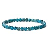 Landorilo Naturstein Perlen Heilstein Armband aus 4mm Runde Steinperlen, Yoga Armbänder für Damen Herren, Glücksarmband, Exquisite Geschenke, Ersatzperlen Inklusive(R Apatit)