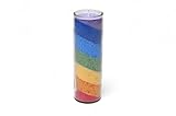 Regenbogen Chakra Stearin Kerze mit Glas neutral im Duft Brenndauer 100 Stunden