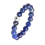 GD GOOD.designs Anti Stress Ring aus Lapislazuli Naturstein Perlen für Damen - Perlenring elastisch - Anxiety Ring facettiert