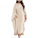 Vhersily 2025 Regal - Muslimische Kleider Damen Islamisches Kleid Abaya Hijab Gebetskleid Für Ramadan Einfarbig Kaftan Für Arabisch, Weiß, S