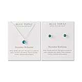 Philip Jones Dezember (Blauer Topas) Set aus Geburtsstein-Halskette und Ohrringen, hergestellt aus Zircondia®-Kristallen