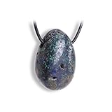 Budawi® Azurit-Malachit Anhänger – Echtstein Schmuckstück mit Lederband (1 m) – Lieferung im Organzasäckchen