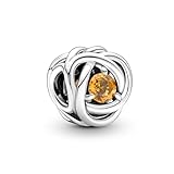 PANDORA November Geburtsstein Honigfarbener Ewigkeitskreis Charm aus Sterling-Silber mit Kristallen, 790065C04
