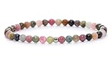 Echtes Gemischter Turmalin Edelstein Armband mit 4mm Perlen - verschiedene Längen - Heilstein Schutzstein Talisman Glücksbringer Geschenk (Gem. Turm., 16CM)